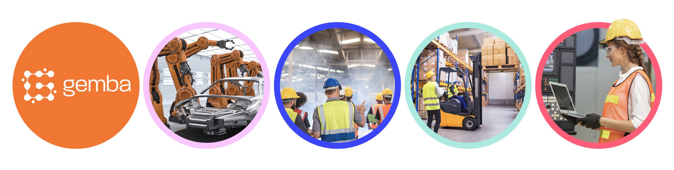 Gemba manufacturing software showcasing production, shop floor operations, warehouse logistics and digital factory management.