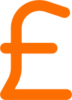 An orange pound (£) sign symbolising cost savings and financial efficiency.