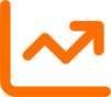 An upward-pointing orange arrow symbolising increased efficiency and productivity.