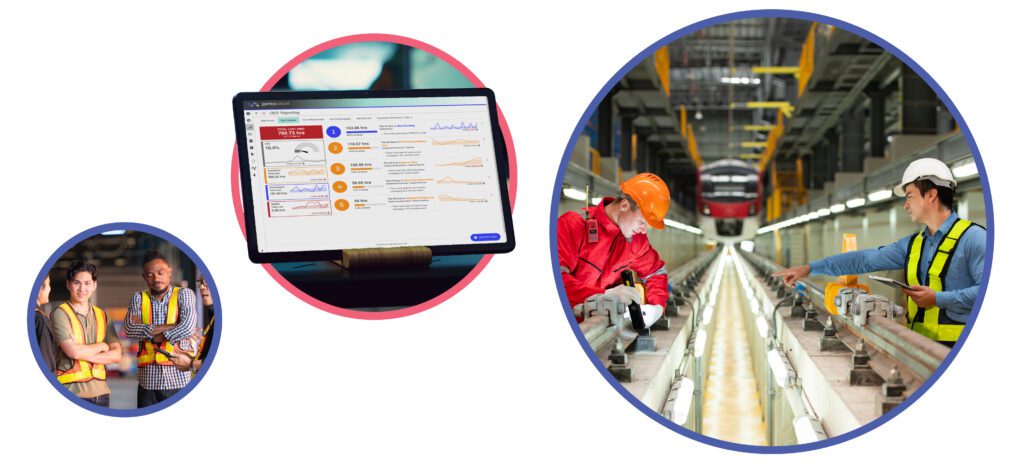 Engineers reviewing OEE performance data and inspecting manufacturing operations on the shop floor