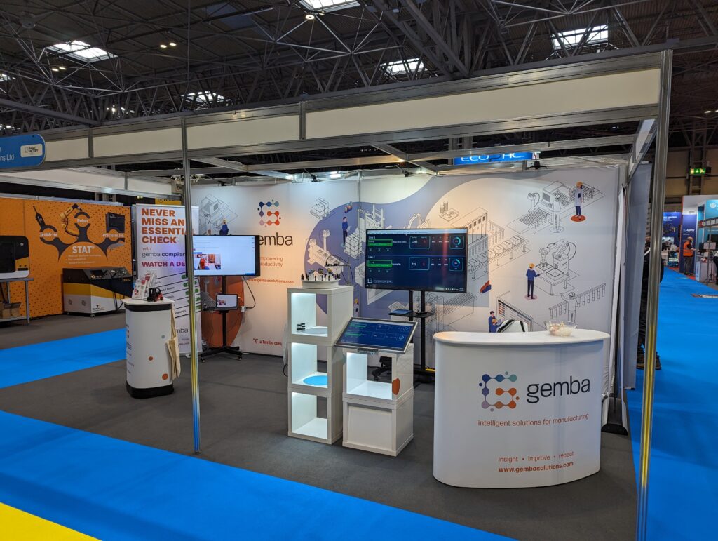 Gemba exhibition stand featuring live software demos at Smart Factory during Smart Manufacturing Week