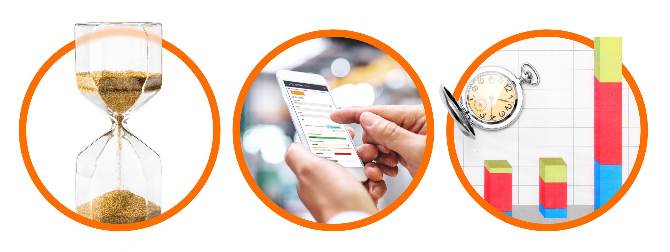 Illustration representing labour tracking through time measurement, mobile workforce data capture and performance analysis.