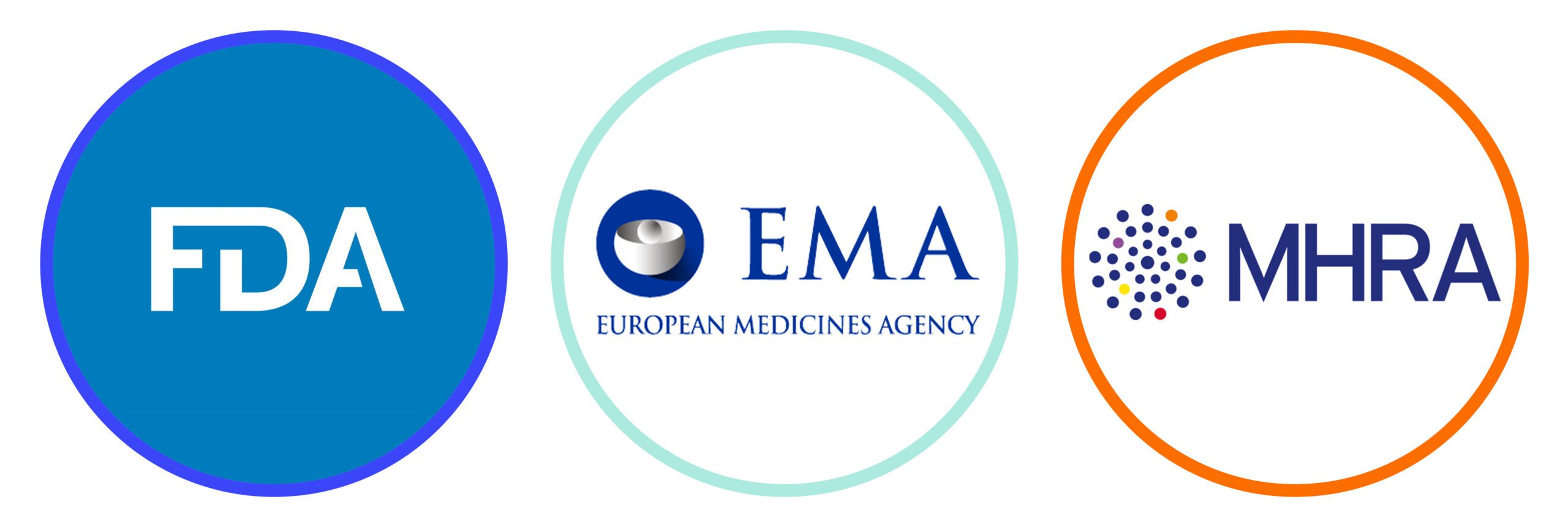 Logos of major medicines and manufacturing regulatory authorities including the FDA, EMA and MHRA
