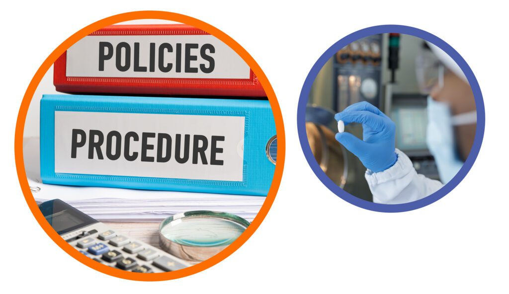 Illustration showing documented procedures and quality controls in a regulated production environment
